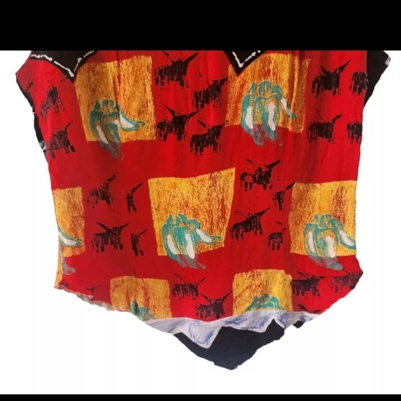 Vintage Jams World Bull Peppers Cactus Print Sleeveless Crop Top Womens Size S - Picture 3 of 9